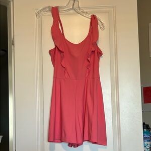 Pink Ruffled Open-back Romper